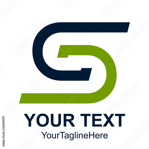 Initial letter S logo design template element colored dark blue green for business and company identity