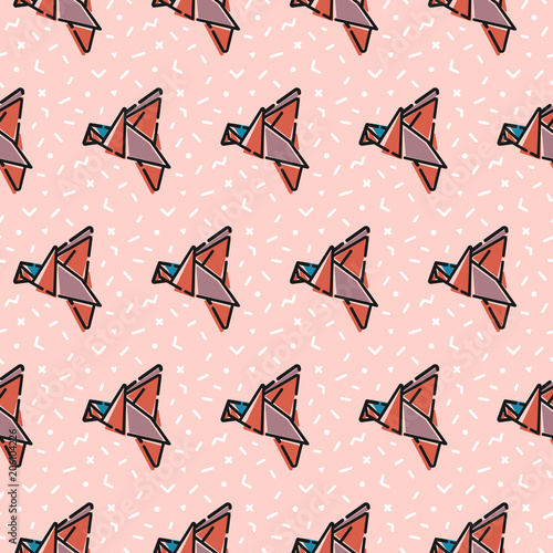 Geometric line shapes. Abstract background design with birds.