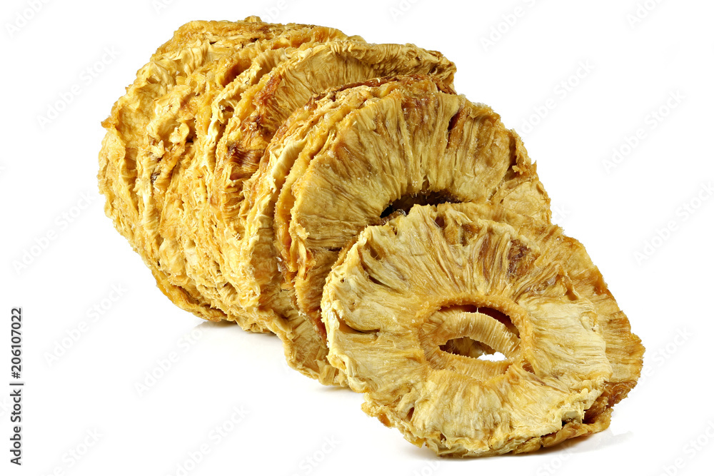 dried pineapple rings isolated on white background dried pineapple rings isolated on white background