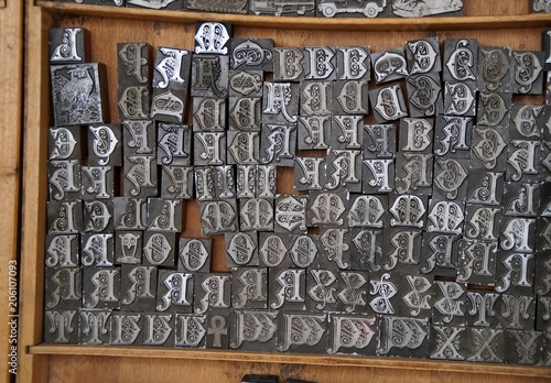 Quadro su tela Buchstaben für den historischen Buchdruck