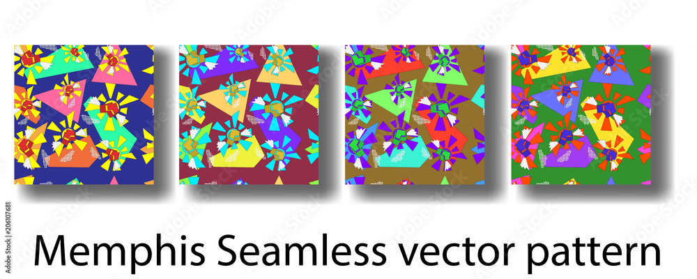 Cover template with figures of geometry memphis style for brochures, posters, banners and wallpapers. Seamless pattern on valentine day. Cover template with figures of geometry memphis style for brochures, posters, banners and wallpapers. Seamless pattern on valentine day.