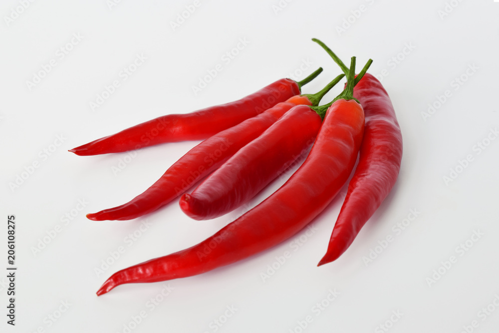 chili pepper isolated on white background, macro shot