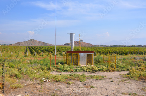 Anti-hail plant in the vine plantations. Lusarat, Armenia photo