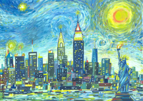 Sticker New York City Skyline painting