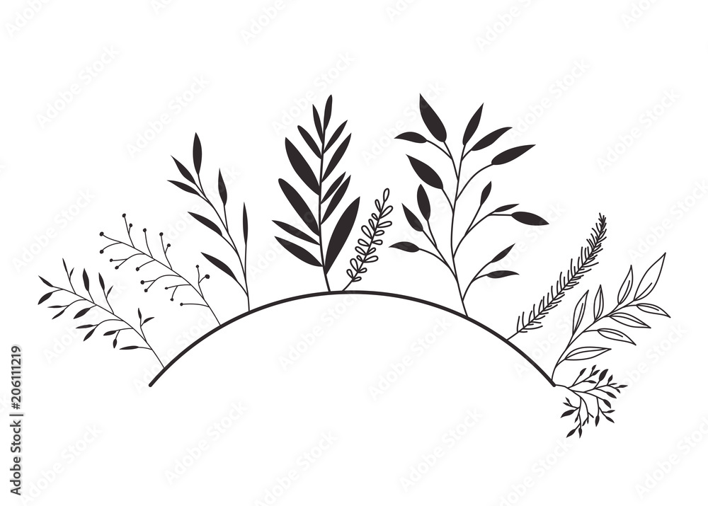 Naklejka premium branch with leafs decorative icon vector illustration design