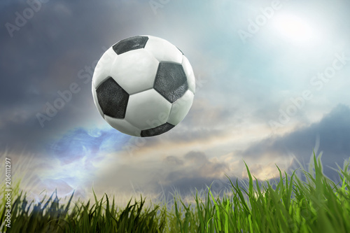 3D Illustration of a Soccer ball in arena 