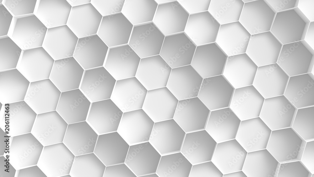 Naklejka premium White hexagon background. 3D Rendering