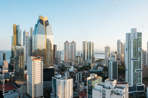 modern skyscraper skyline aerial of Panama City downtown