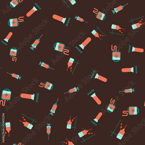 Donor blood seamless pattern in flat style.