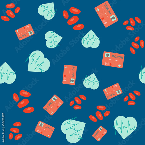 Donor blood seamless pattern in flat style.
