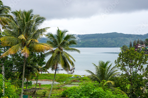 Fototapeta Naklejka Na Ścianę i Meble -  View of island Samosir on Lake Toba