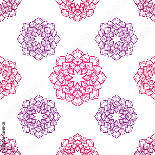 Flower mandala seamless pattern in indian style