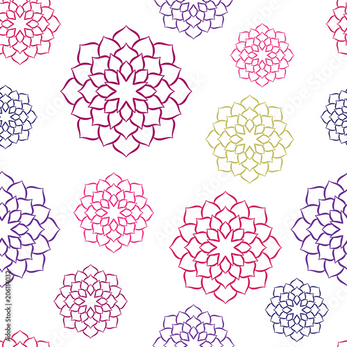 Flower mandala seamless pattern in indian style
