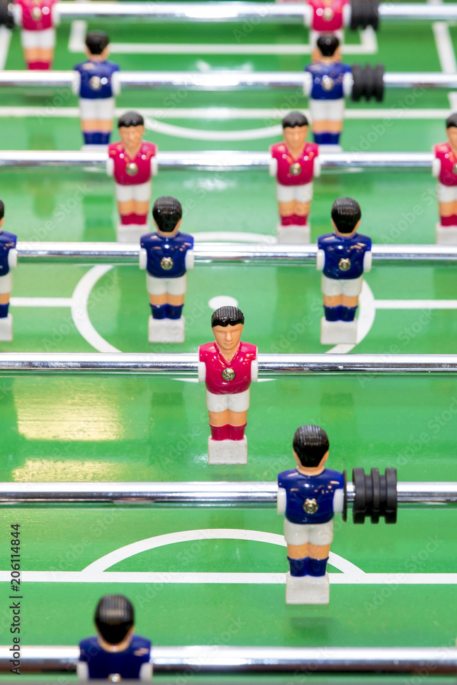 table football with blue and red players table football with blue and red players
