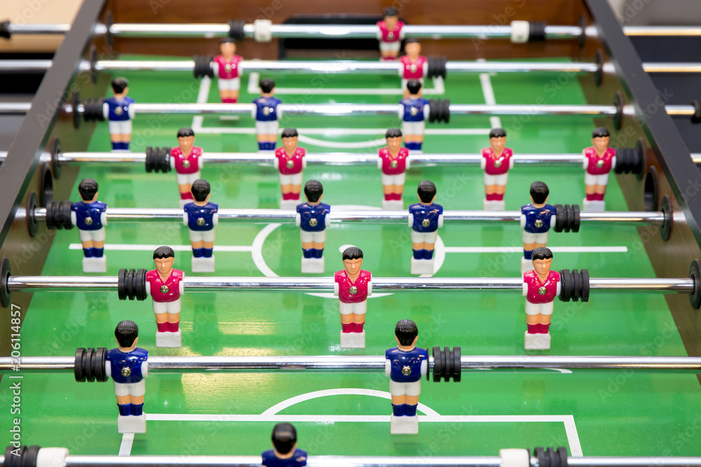 table football with blue and red players table football with blue and red players