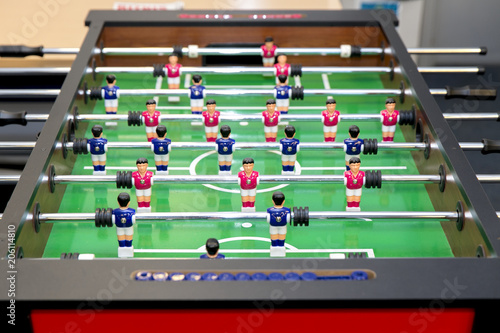 table football with blue and red players