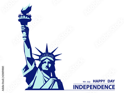 Statue of Liberty. Hand with torch. USA. New York sculpture. National Symbol of America. Illustration, white background. Use presentation of corporate marketing reporting, flyer, logo, flat banner, po