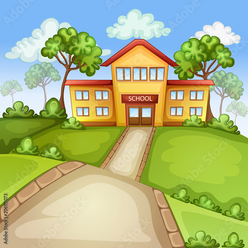 Beautifull ilustration with school building