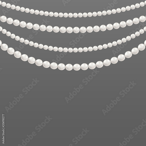 Creative vector illustration of pearl glamour beads. Art design borders necklace patterns. Abstract concept graphic element. Elegant luxury decoration vintage feminine accessories