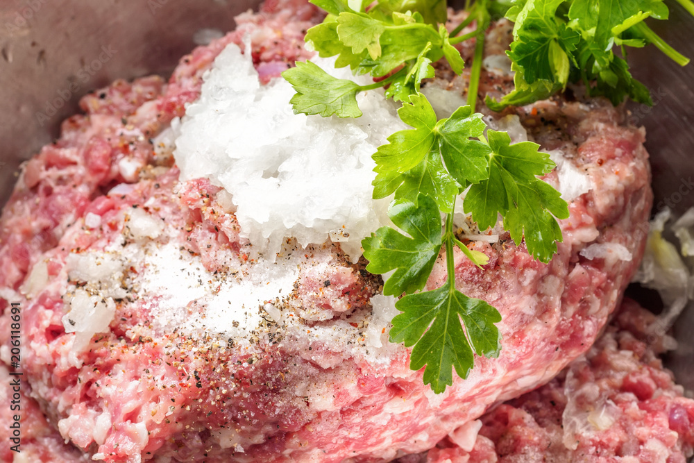 Mixe of ground meat minced beef and pork Mixe of ground meat minced beef and pork