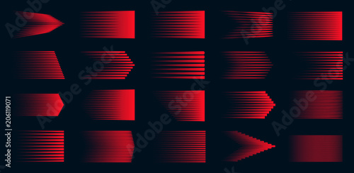 Creative vector illustration of different simple speed line isolated on background. Motion effects collection art design. Abstract concept graphic halftone element.
