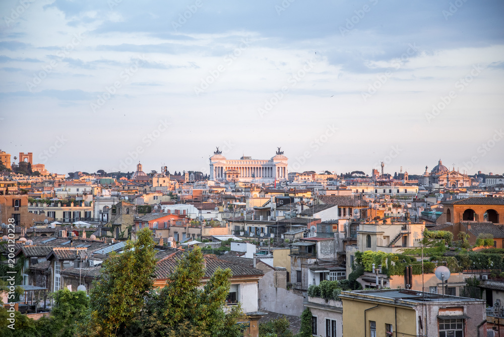 Rome at sunset seen from the hill