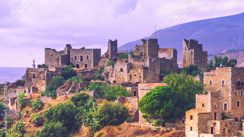 Tower houses in Vathia Greece Mani Peninsula