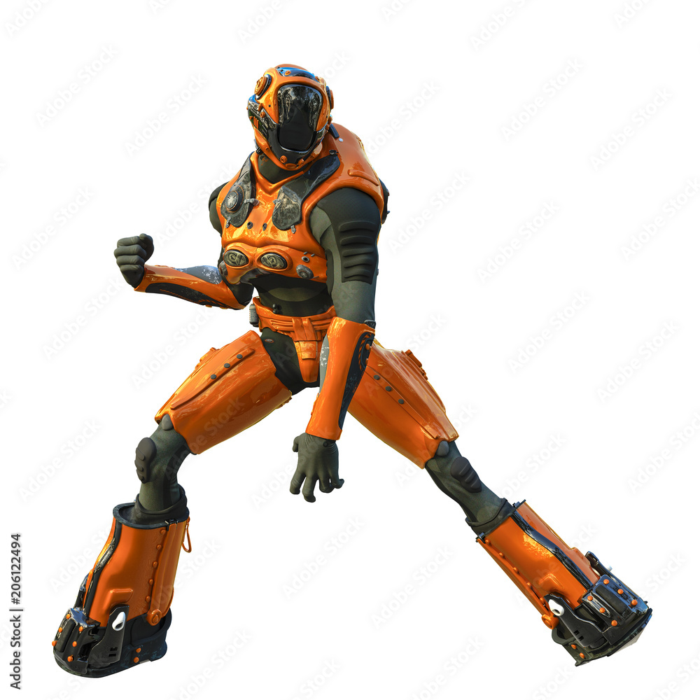 astronaut in orange exo suit exploring arround astronaut in orange exo suit exploring arround