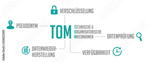Infografik TOM DSGVO Türkis; Technische und organisatorische Maßnahmen