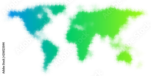 Dotted green abstract world map.