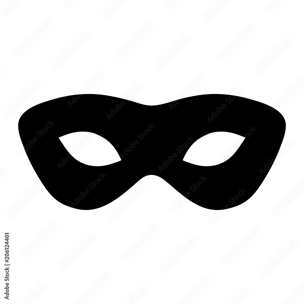 Simple, black mask silhouette illustration. Isolated on white Stock