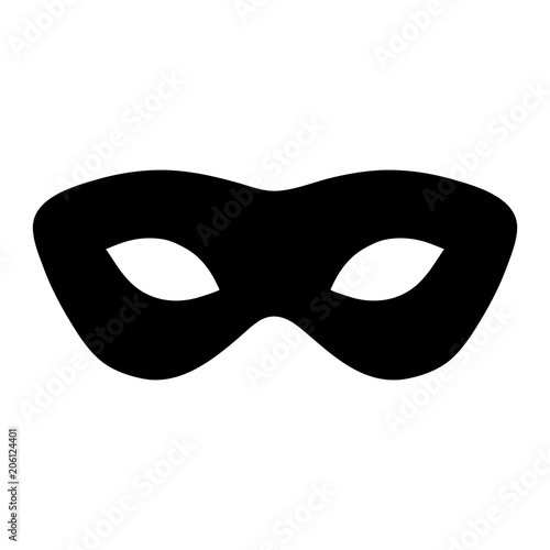 Simple, black mask silhouette illustration. Isolated on white