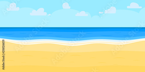 Sea panorama, beach vector background