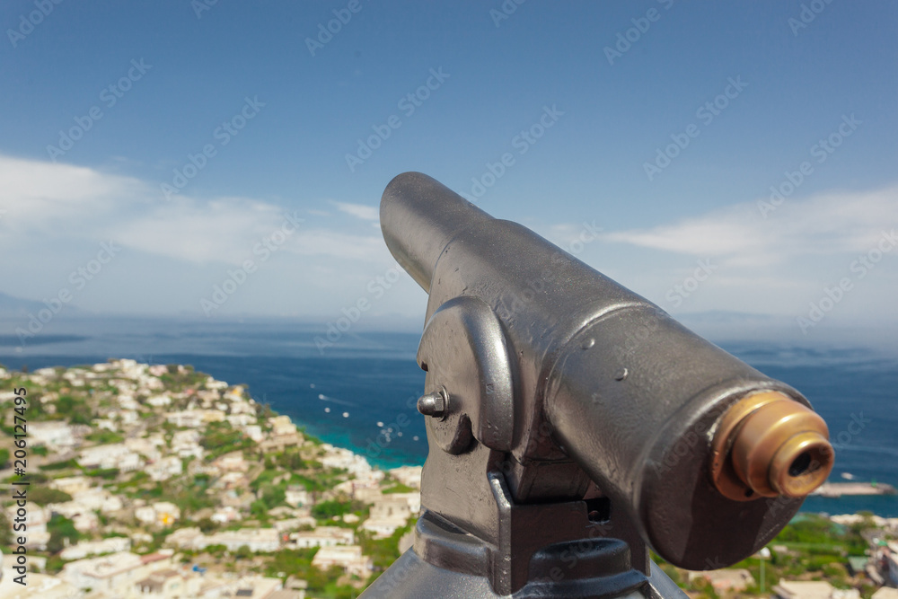 Telescope for Tourists on the scenic Capri Island in Italy