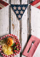 Summer: Patriotic Summertime Cookout Background With Burger