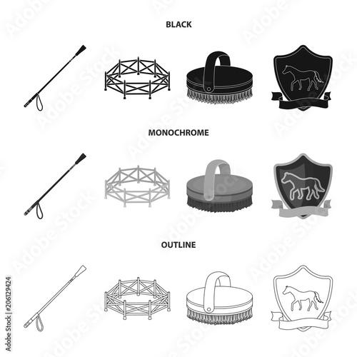 Aviary, whip, emblem, hippodrome .Hippodrome and horse set collection icons in black,monochrome,outline style vector symbol stock illustration web.