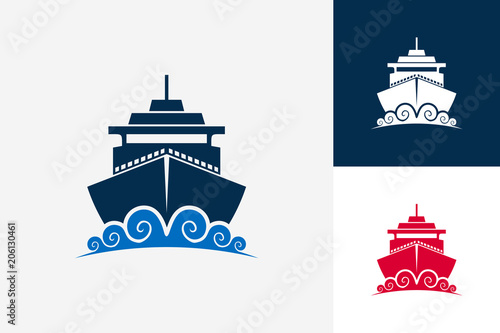 Ship Travel And Wave Logo Template Design Vector, Emblem, Design Concept, Creative Symbol, Icon