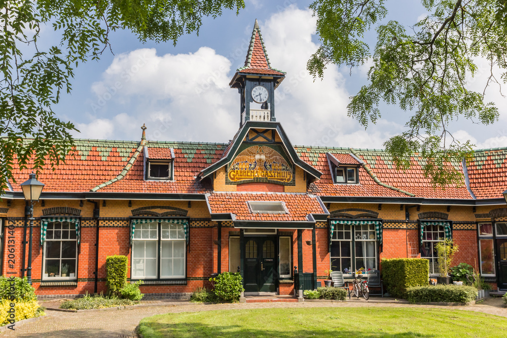 Colorful old guesthouse in historic city Leeuwarden, Netherlands