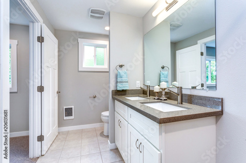 Elegant grey and white bathroom design