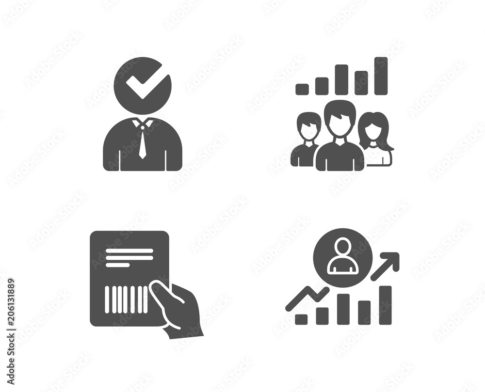 Set of Vacancy, Teamwork results and Parcel invoice icons. Career ladder sign. Businessman concept, Group work, Delivery document. Manager results. Quality design elements. Classic style. Vector Set of Vacancy, Teamwork results and Parcel invoice icons. Career ladder sign. Businessman concept, Group work, Delivery document. Manager results. Quality design elements. Classic style. Vector