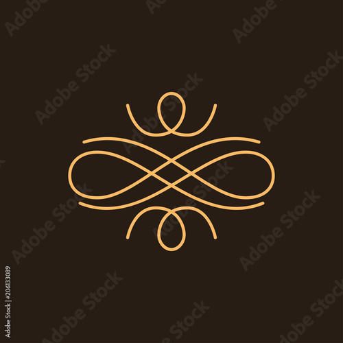 Ornamental filigree design element. Book decor. Page decoration, divider, border. Scroll, Swirls. Vector.