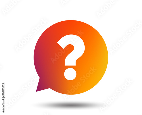 Question mark sign icon. Help speech bubble symbol. FAQ sign. Blurred gradient design element. Vivid graphic flat icon. Vector