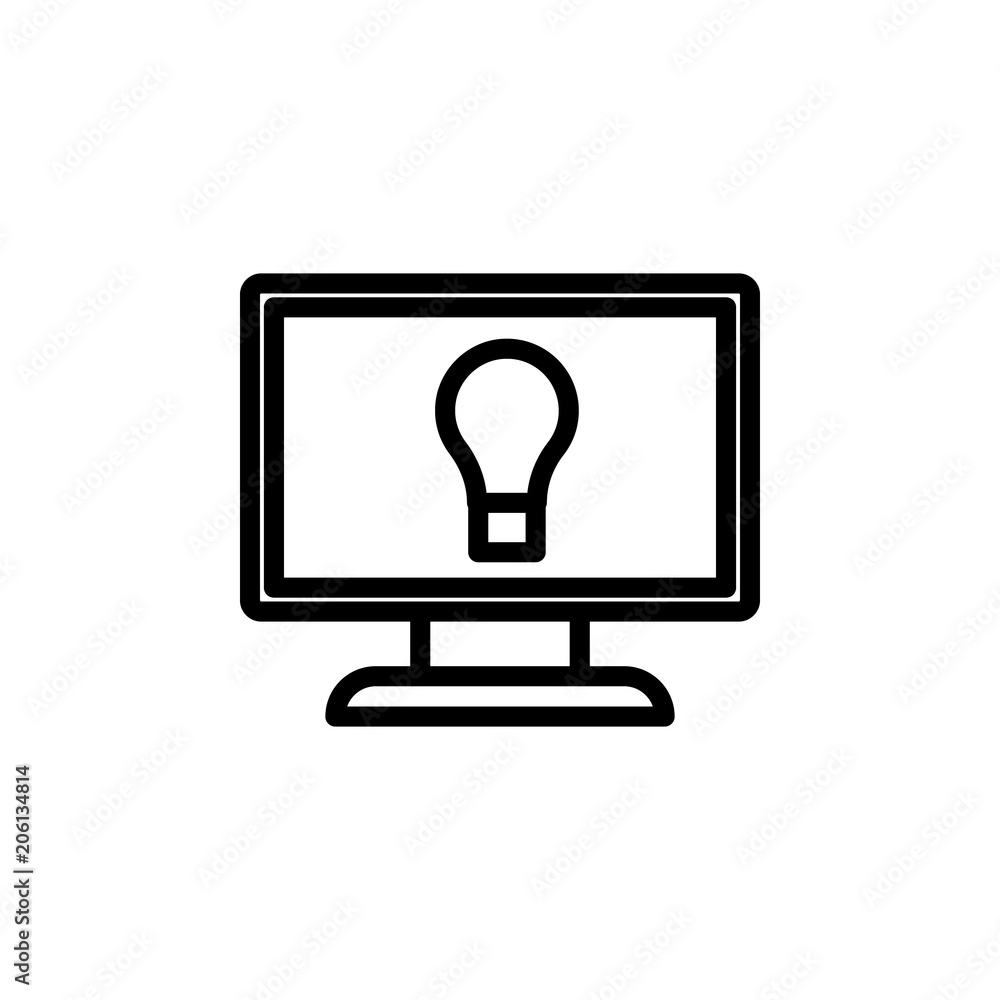 bulb on the monitor icon. Element of science icon for mobile concept and web apps. Thin line bulb on the monitor icon can be used for web and mobile bulb on the monitor icon. Element of science icon for mobile concept and web apps. Thin line bulb on the monitor icon can be used for web and mobile
