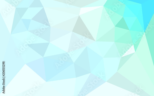 Light BLUE vector triangle mosaic template with a heart in a centre.