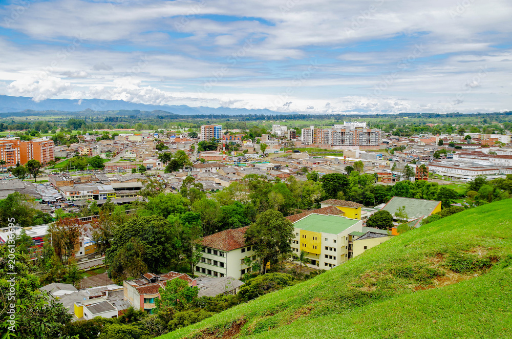 Beautiful erial view of the city of Popayan, located in the center of the department of Cauca