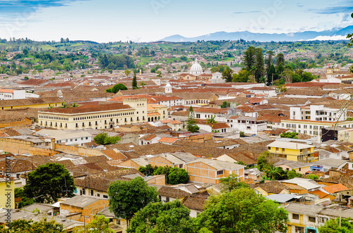 Above view of the city of Popayan located in the center of the department of Cauca. It's called the White City because most of the houses are painted white photo