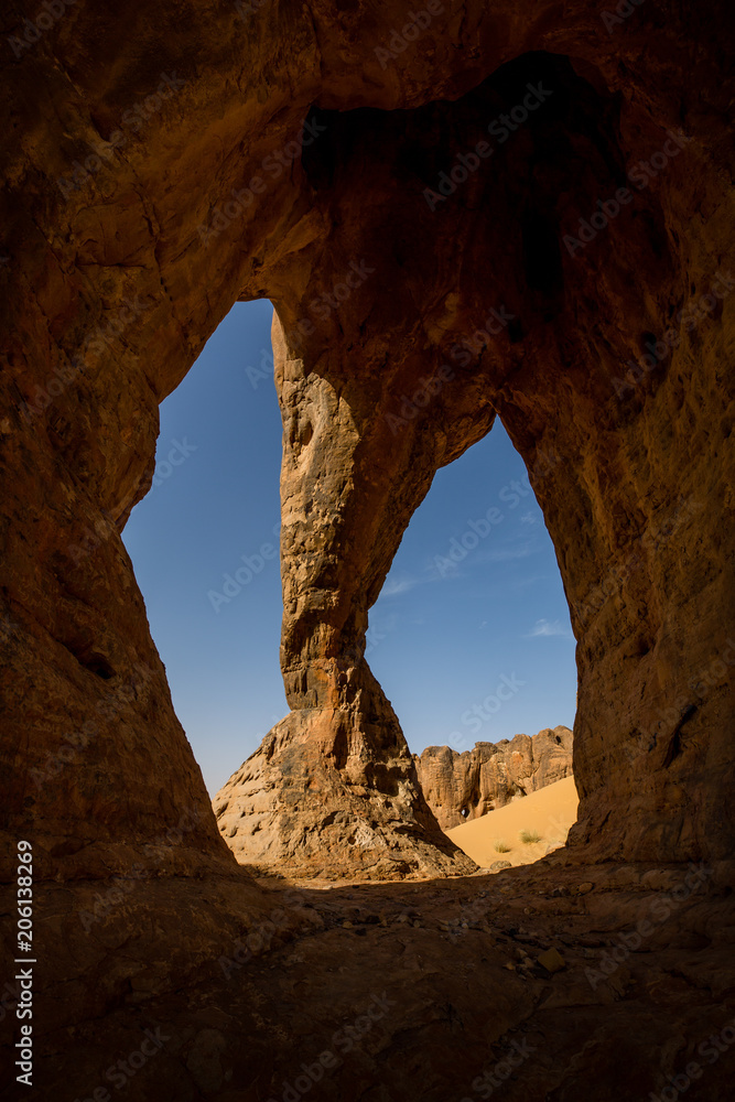 Beautiful cave in Sahara rock formation – Elephant Rock, Mauritania