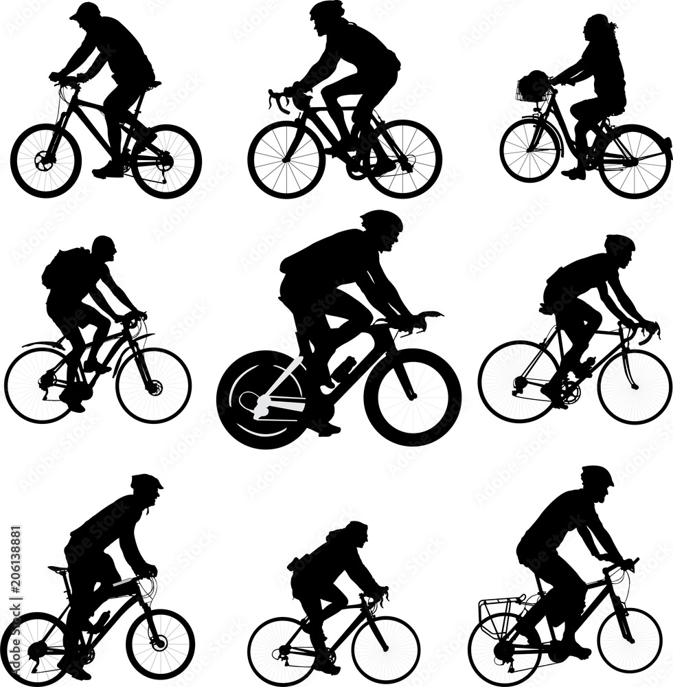 Obraz premium Bicyclists silhouettes - vector