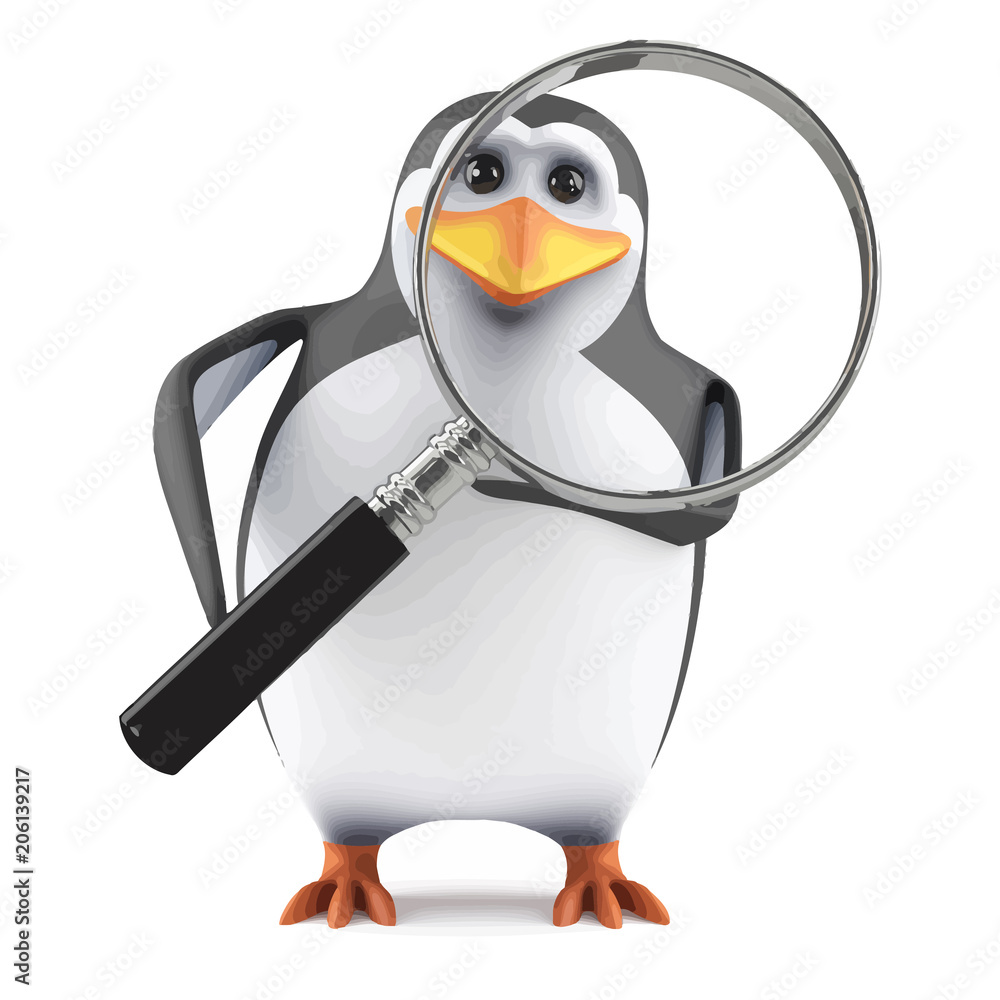Obraz premium Lupa 3D Penguin