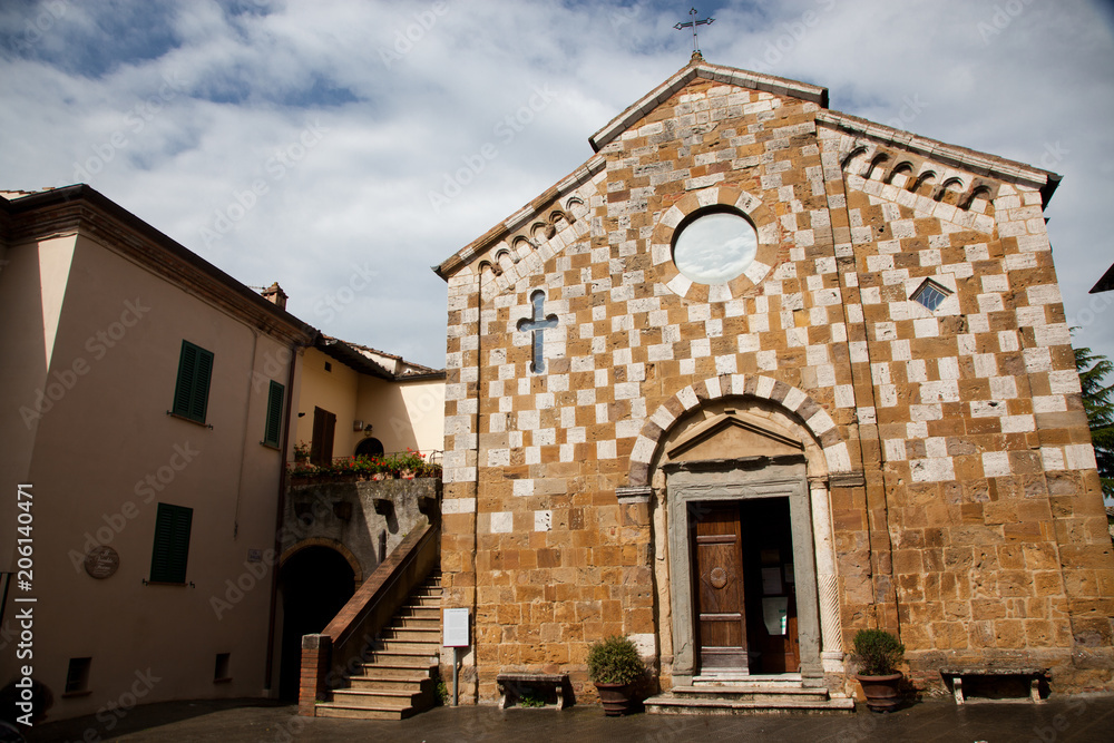 church in Asciano, Tuscany, Italy